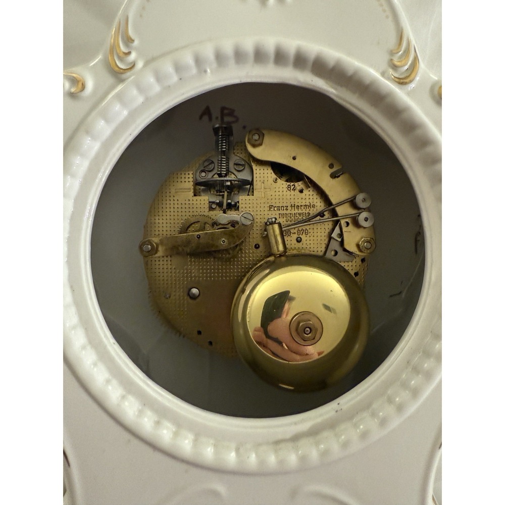 Vintage 1982 Franklin Mint Porcelain Clock SNHF Franz Hermle With Key Working - Picture 4 of 10